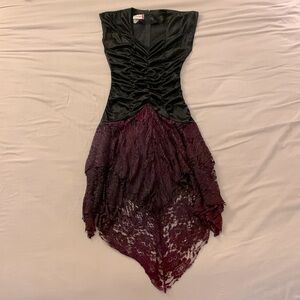 Vintage Isadora 80s Ruched Lace Dress